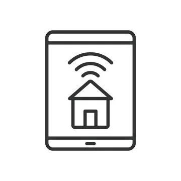 IoT tablet, icon in line design. IoT tablet, smart tablets, tablet device Stock Illustration