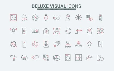 IoT technology, smart home, secure access and control of devices settings line 스톡 일러스트