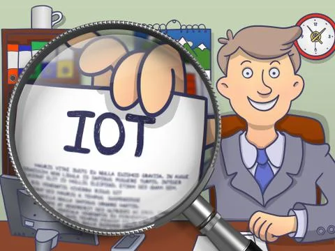 IOT through Magnifier. Doodle Design Stock Illustration