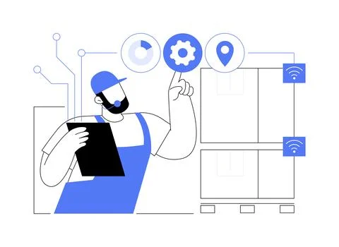 IoT in warehousing abstract concept vector illustration. Stock Illustration