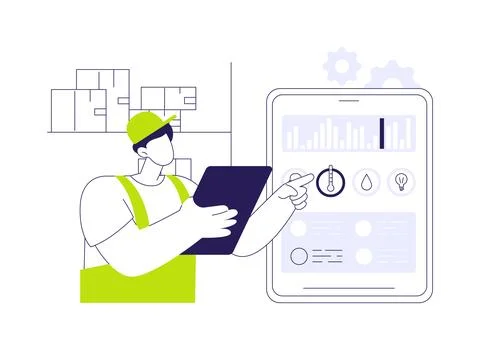 IoT in warehousing abstract concept vector illustration. Stock Illustration