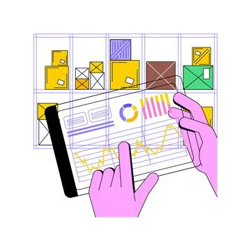 IoT in warehousing isolated cartoon vector illustrations. Stock Illustration
