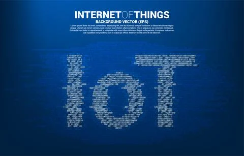 IoT wording from one and zero binary graphic style. Digital Concept for inter イラスト素材