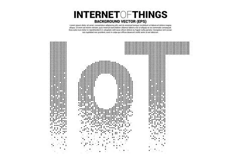 IoT wording from small square pixel. Digital Concept for internet of Things T Stock Illustration