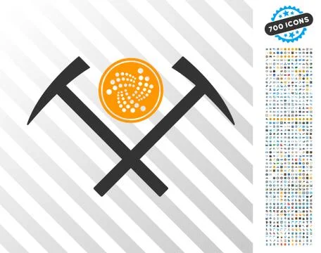 Iota Coin Mining Hammers Flat Icon with Bonus イラスト素材