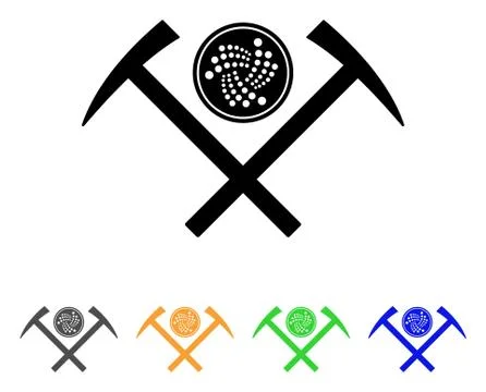 Iota Coin Mining Hammers Vector Icon Stock Illustration