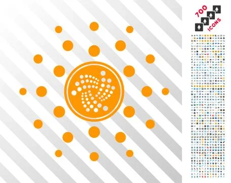 Iota Coin Shine Rays Flat Icon with Bonus Illustrazione stock