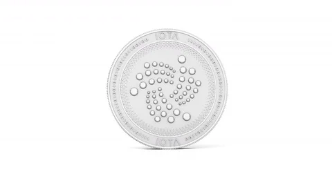 IOTA coin spinning in perfect loop on white background. 스톡 동영상 82285694
