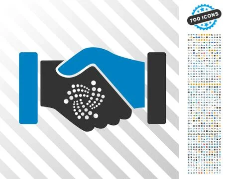 Iota Contract Handshake Flat Icon with Bonus Stock Illustration