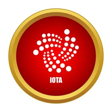 Iota cryptocurrency digital token red circle icon Stock Illustration