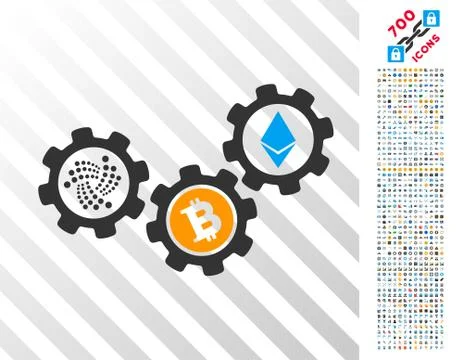 Iota Cryptocurrency Engine Flat Icon with Bonus Illustrazione stock