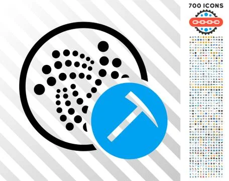 Iota Mining Hammer Flat Icon with Bonus Stock Illustration