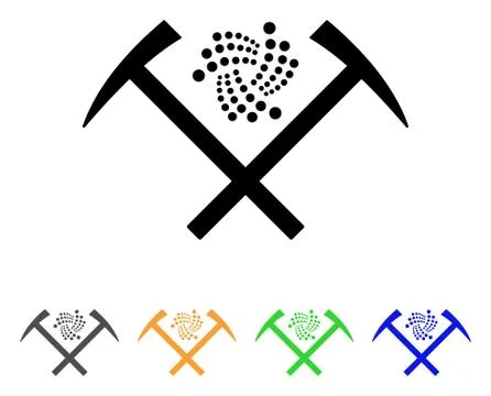 Iota Mining Hammers Vector Icon Stock Illustration