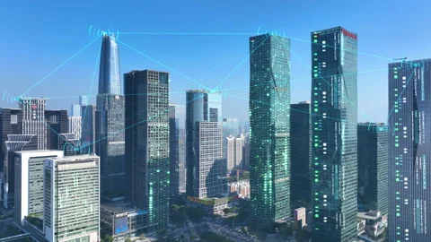 IOT,Technological effect of smart city Stock Footage 201113588