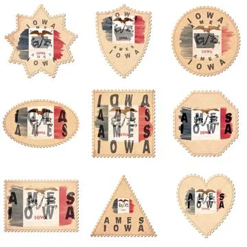 Iowa Ames Postage Stamps Ilustración de archivo
