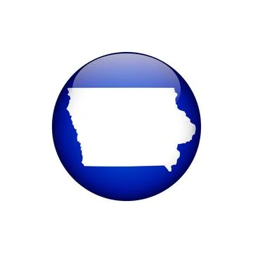 Iowa Circle Button States of US Map Icon Vector Template Illustration Design Stock Illustration