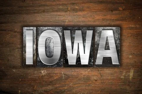 Iowa Concept Metal Letterpress Type Stock Illustration