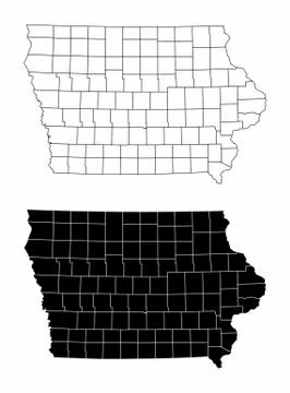 Iowa County Maps Stock Illustration