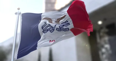 Iowa flag waving-seamless-loop-4k-60fps Stock Footage 345019982