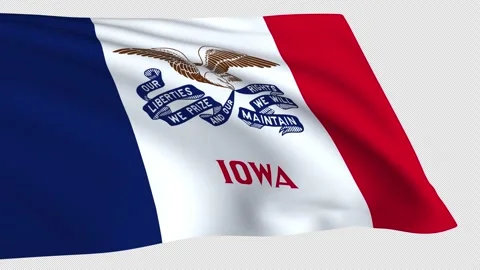 Iowa flag waving on a transparent background Stock Footage 323640475