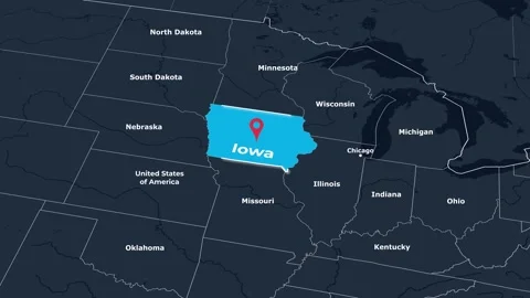 Iowa Map Animation Locator Zoom 4K Motion Graphic Stock Footage 342270627
