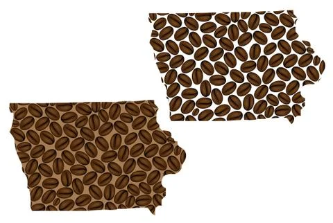 Iowa -  map of coffee bean Stock Illustration