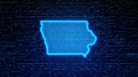 Iowa Map Digital Technology Opener Stock Footage 335475659