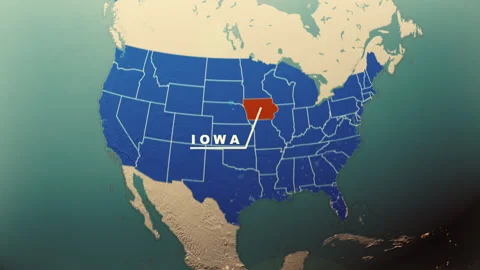 Iowa Map Highlight USA 3D Political Globe Animation Video stock 313462355