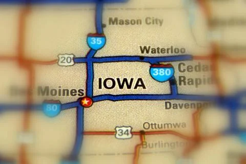 Iowa on a map Stock Photos