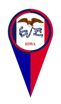 Iowa Map Pointer Location Flag Stock Illustration