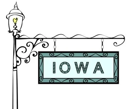Iowa retro pointer lamppost Illustrazione stock