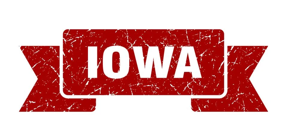 Iowa ribbon. Red Iowa grunge band sign Stock Illustration