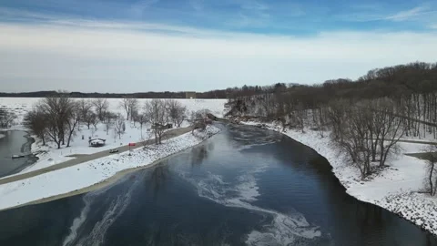 Iowa river damn Stock Footage 296425685