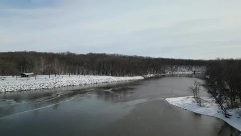 Iowa river in the winter Stock Footage 296425667