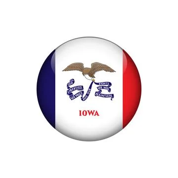 Iowa Round Circle Button Flag of the US States Vector Template Stock Illustration