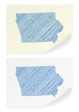 Iowa scribble map Illustrazione stock