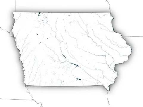 Iowa shape with state borders, white map Illustrazione stock