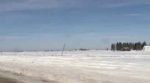 Iowa Snow - Handheld Drive-By Stock Footage 10716634