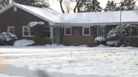 Iowa Snow - Handheld Drive-By Stock Footage 10716635
