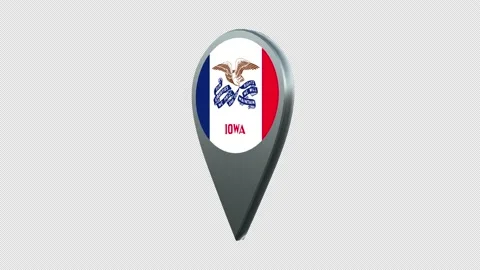 Iowa State Flag Location Map Marker Pin With Alpha Channel Looped Stock Footage 239456336