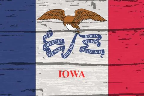 Iowa State Flag On Old Timber Stock Illustration