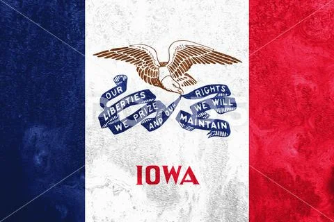Iowa State Flag on rust Stock Photos