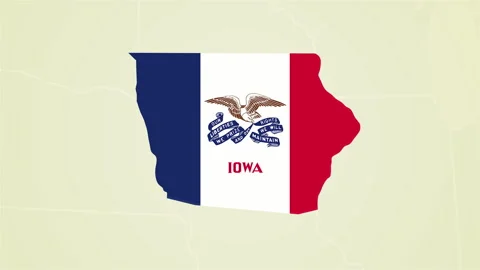 Iowa state flag United States map outlin... | Stock Video | Pond5