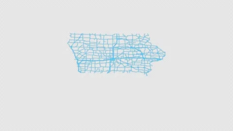 Iowa State Line Map Self Drawing Animated Overlay, Alpha 4K 库存影片 340293046