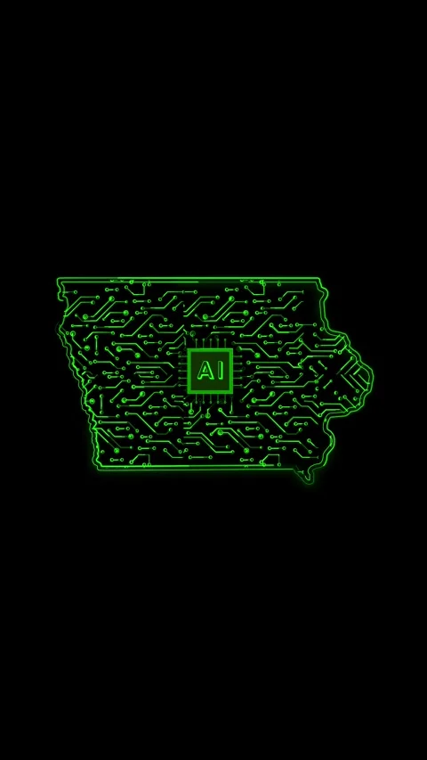 Iowa State Map AI Chipset Technology Opener Vídeo Stock 337184201