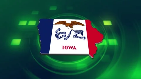 Iowa State Map and Flag Background Видео 344647941