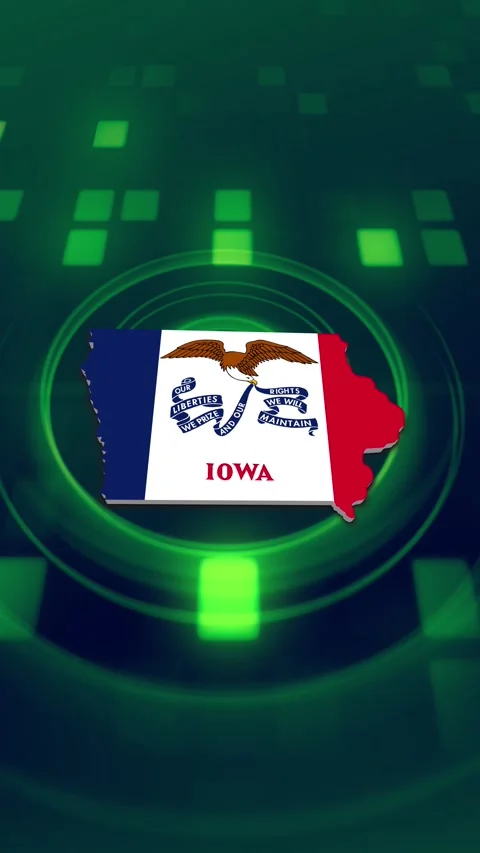 Iowa State Map and Flag Background 스톡 동영상 347215903
