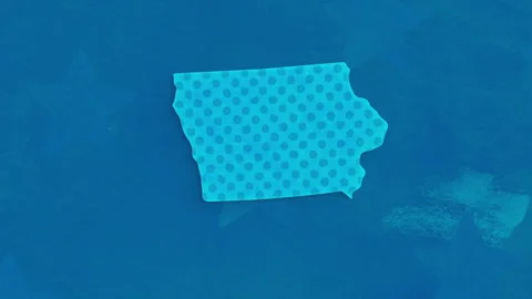 Iowa State Map with Blue Dotted Texture Stock Footage 331685820