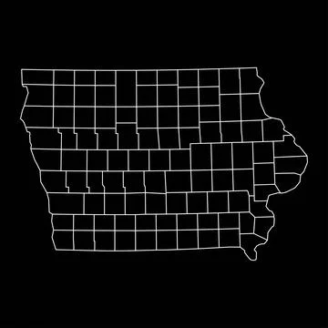 Iowa state map with counties. Vector illustration. Illustrazione stock