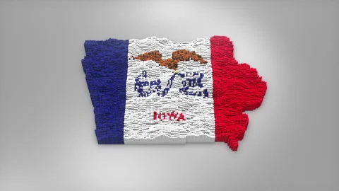 Iowa State Map with Flag Intro Background Stock Footage 315165866